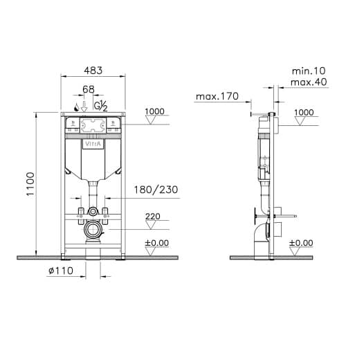 Купить Инсталляция Norm Fit с унитазом, сиденьем, кнопкой хром по низкой цене