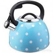 Купить Чайник Mallony из нерж стали со свистком Maestria голубой в белый горошек 2,5 л по низкой цене