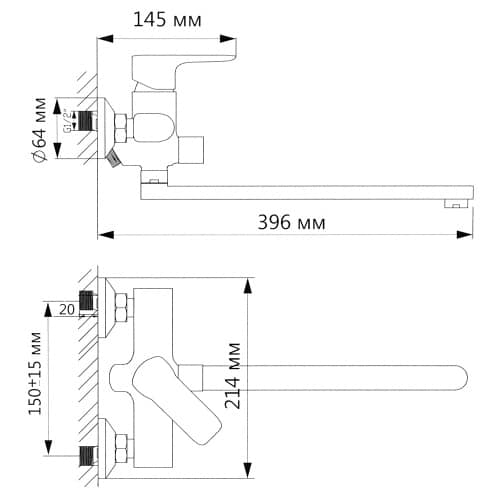 Купить Смеситель для ванны FLUMEN Rhein с набором для душа по низкой цене
