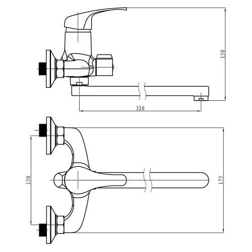 Купить Смеситель для ванны Esparo SW90000015 с длинным изливом по низкой цене