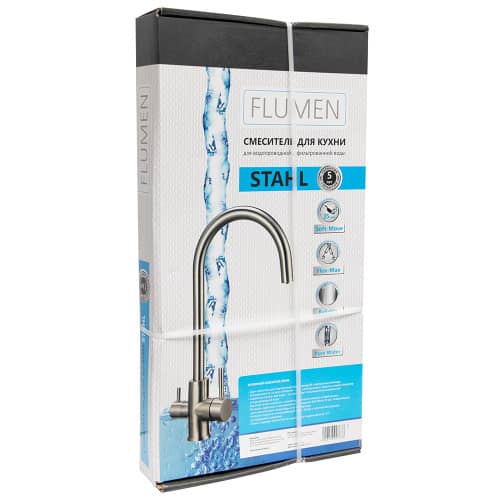 Купить Смеситель для кухни FLUMEN STAHL с подключением фильтра по низкой цене