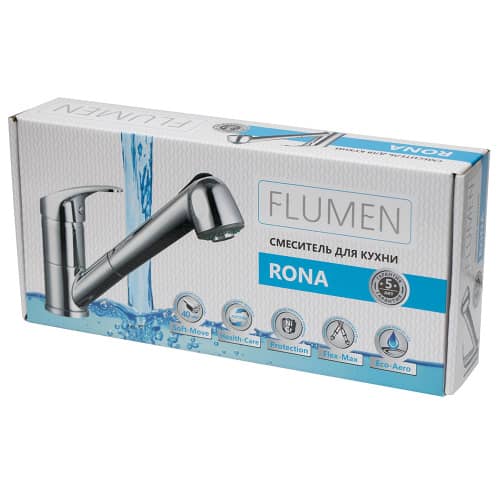 Купить Смеситель для кухни FLUMEN Rona c выдвижным изливом по низкой цене