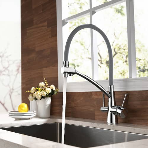 Купить Смеситель для кухни LEMARK Comfort с гибким серым изливом и подключением фильтра по низкой цене