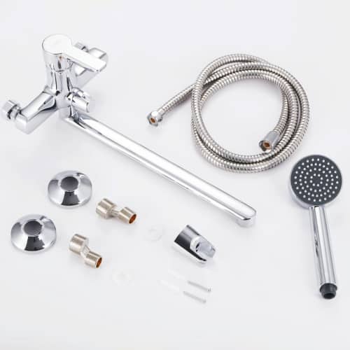 Купить Смеситель для ванны FLUMEN Rois с длинным изливом и набором для душа по низкой цене