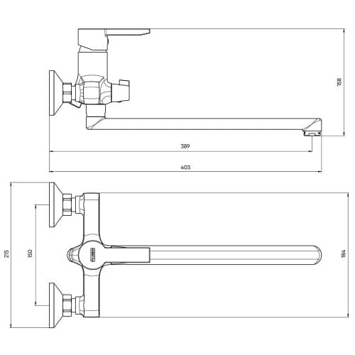 Купить Смеситель для ванны FLUMEN Rois с длинным изливом и набором для душа по низкой цене