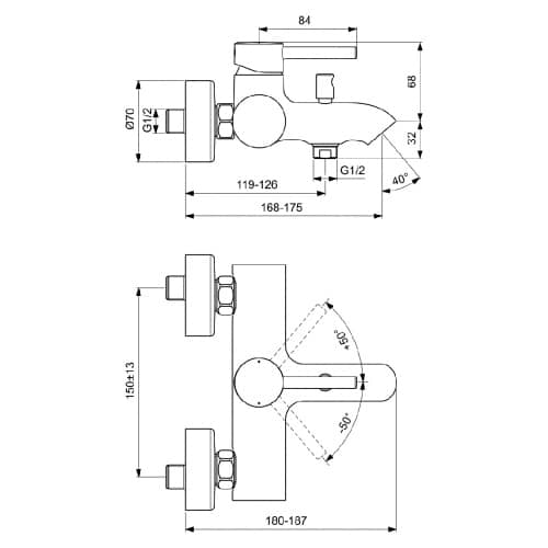 Купить Смеситель для ванны Ideal Standard CERALINE по низкой цене
