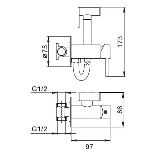 Купить Гигиенический душ Frap встраиваемый хром по низкой цене