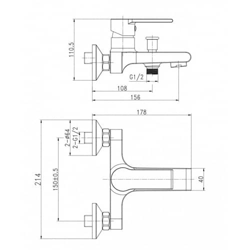 Купить Смеситель для ванны Cersanit Brasko Black черный по низкой цене