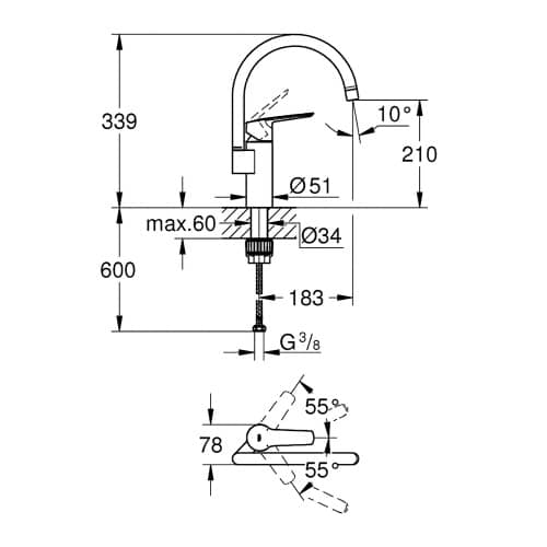 Купить Смеситель для кухни Grohe Start с высоким изливом по низкой цене