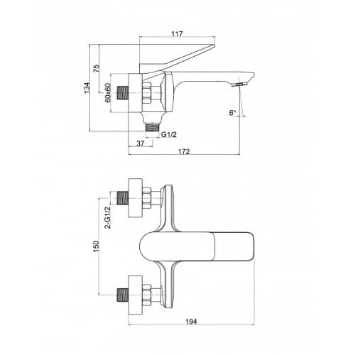 Купить Смеситель для ванны Cersanit Odra хром по низкой цене