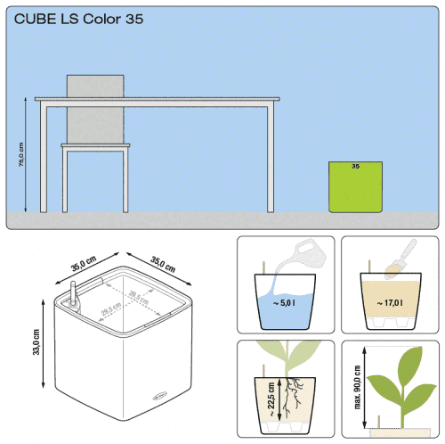 Купить Кашпо Lechuza Cube Color LS 35 см по низкой цене