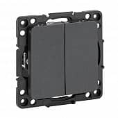 Купить Выключатель проходной двухклавишный EKF Стокгольм без рамки черный по низкой цене