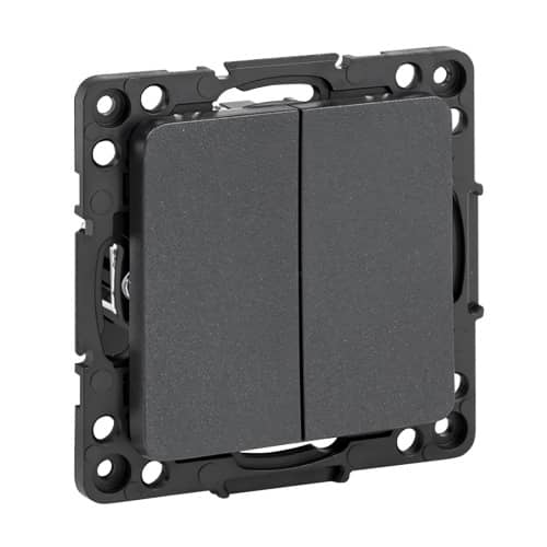 Купить Выключатель проходной двухклавишный EKF Стокгольм без рамки черный по низкой цене