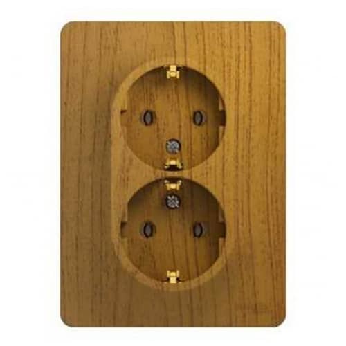 Купить Розетка двойная Schneider Electric Глосса с заземлением дуб по низкой цене