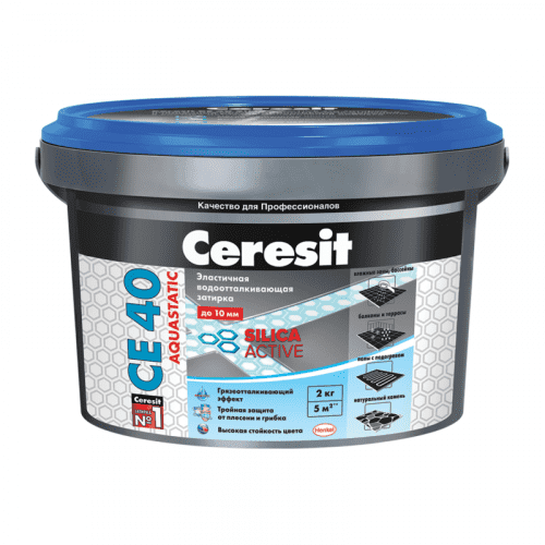 Затирка Ceresit CE 40 для швов эластичная водоотталкивающая жасмин до 10 мм 2 кг