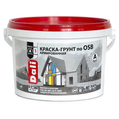 Купить Краска-грунт по OSB Dali армированная белая база A 3 кг по низкой цене