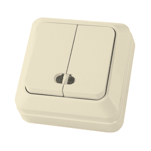Купить Выключатель Ладога SQ1801-0008 о/у, 2 клавиши, с инд., 10 А, 230 В, IP20, слоновая кость по низкой цене