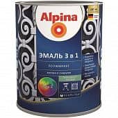Купить Эмаль Alpina 3 в 1 База 3 по ржавчине шелковисто-матовая 0,75 л по низкой цене