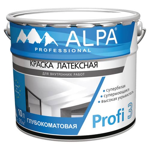 Купить Краска моющаяся латексная Alpa Profi 3 белая 10 л по низкой цене