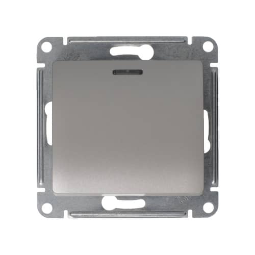 Купить Выключатель одноклавишный Schneider Electric Глосса с подсветкой без рамки платина по низкой цене