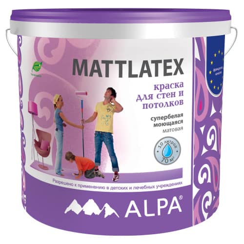 Купить Краска моющаяся латексная Alpa Mattlatex 10 л по низкой цене