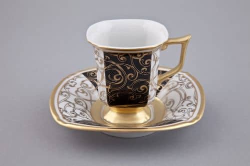 Купить Сервиз Rudolf Kämpf Empire мокко кофейный, черный, с позолотой, на 6 персон по низкой цене