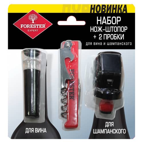 Купить Набор FORESTER для вина/шампанского, нож-штопор 2 пробки по низкой цене
