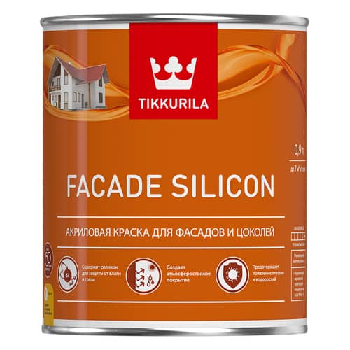 Купить Краска акриловая для фасадов и цоколей Tikkurila Facade Silicon база VVA 0,9 л по низкой цене