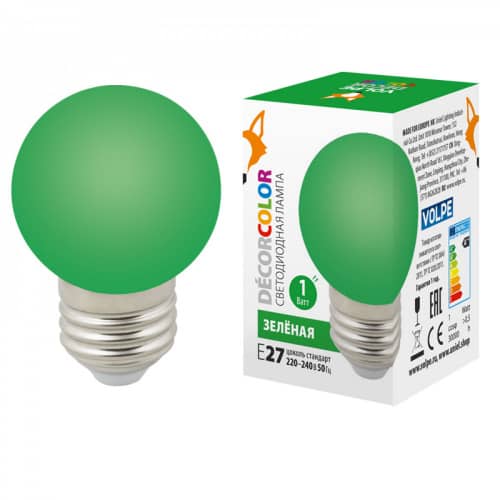 Купить Лампа Volpe Décor Color светодиодная Green RGB 3 Вт по низкой цене
