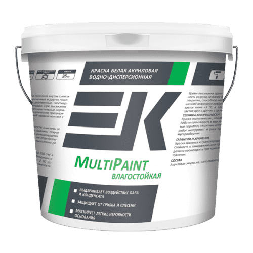 Купить Краска ЕК MultiPaint белая акриловая водно-дисперсионная влагостойкая 1,5 кг по низкой цене
