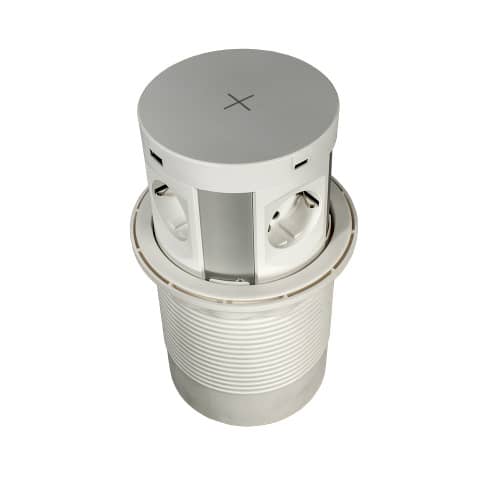 Купить Блок розеток выдвижной GLS 4 гнезда + 2 USB + беспроводная зарядка белый 2 м по низкой цене