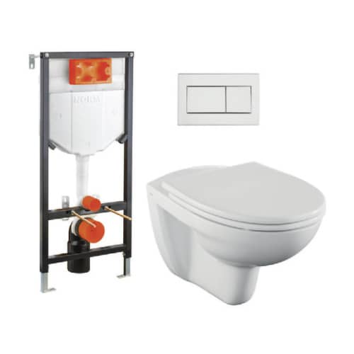 Купить Инсталляция Norm Fit с унитазом, сиденьем, кнопкой хром по низкой цене