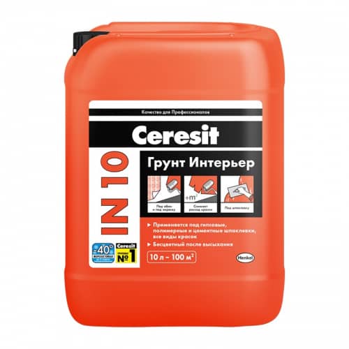 Купить Грунтовка Ceresit IN 10 Интерьерная зима 10 л по низкой цене