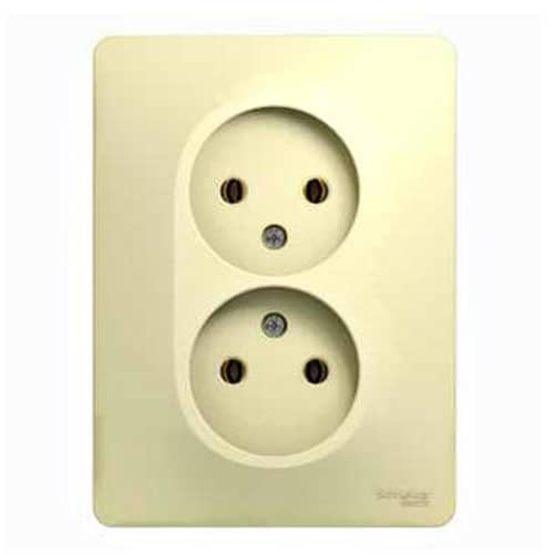 Купить Розетка двойная Schneider Electric Глосса без заземления бежевая по низкой цене
