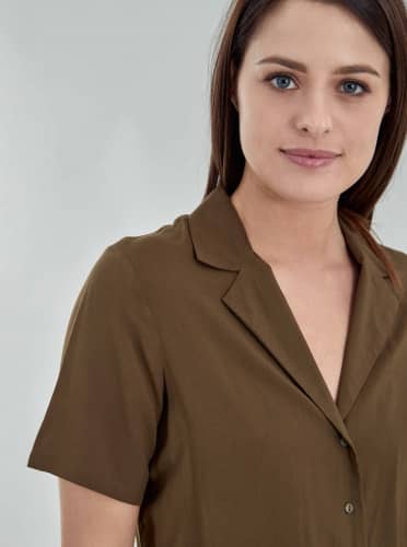 Купить Рубашка Piazza Italia с коротким рукавом, оливковая по низкой цене