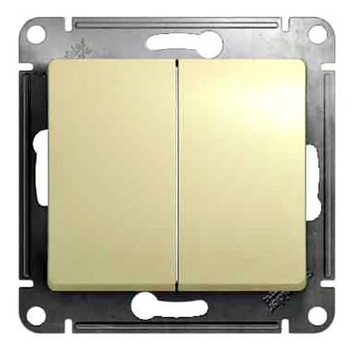 Купить Выключатель двухклавишный Schneider Electric Глосса без рамки бежевый по низкой цене