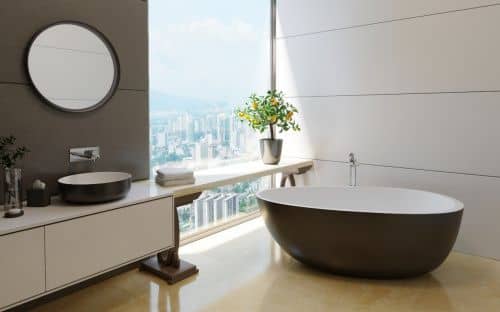 Купить Ванна Viva Lusso Spoon 2 каменная, отдельностоящая, черно-белая по низкой цене