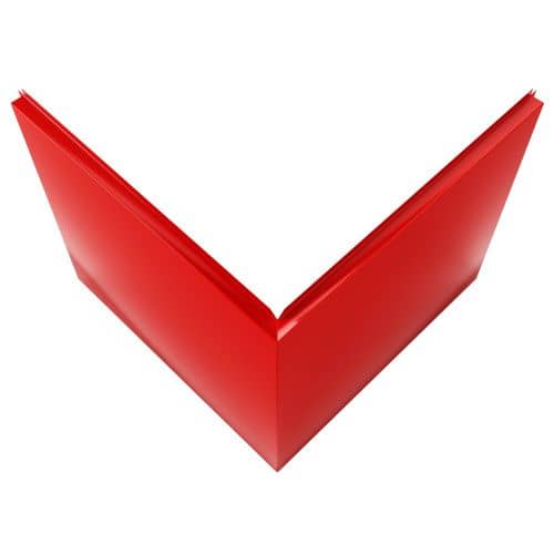 Купить Фасадная кассета Standard угловая, высота 545 мм, ширина полки 585 мм RAL3020 (транспортный красный цвет) для наружной отделки дома по низкой цене