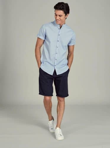 Купить Рубашка Piazza Italia collo coreano голубая по низкой цене