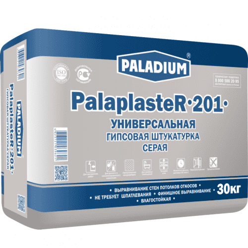 Купить Штукатурка Paladium PalaplasteR-201 гипсовая серая с микрофиброй 30 кг по низкой цене