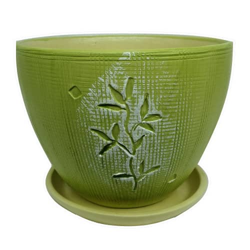 Купить Горшок для цветов с поддоном d12 см Росток зелёный по низкой цене