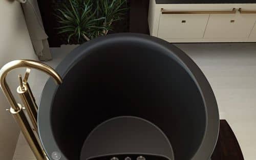 Купить Ванна Viva Lusso True Ofuro Mini каменная, с подогревом воды, черная по низкой цене