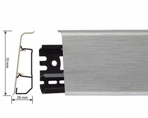 Деревянный, металлический, пластиковый напольный плинтус.