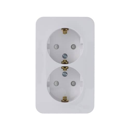 Купить Розетка двойная Schneider Electric Бланка с заземлением белая по низкой цене