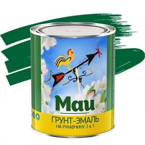 Купить Грунт-эмаль Май 3 в 1 по ржавчине зеленая 1,9 кг по низкой цене