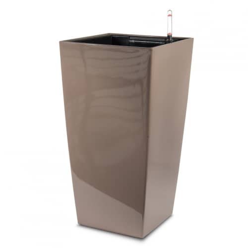 Купить Кашпо Lechuza Cubico Complete taupe high gloss 22x22x41 см по низкой цене