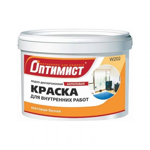 Купить Краска  Оптимист W202 в/д, акриловая, интерьерная 1,5 кг (0,9 л) по низкой цене