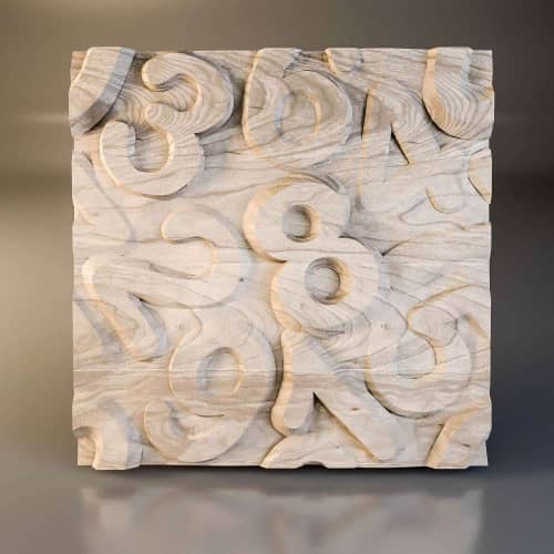 3D панель стеновая Relieffo Numeral (Лиственница) Д038ЛС 600х600х30 мм