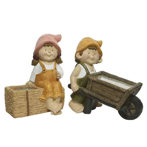 Купить Фигура с кашпо Мальчик и Девочка микс по низкой цене