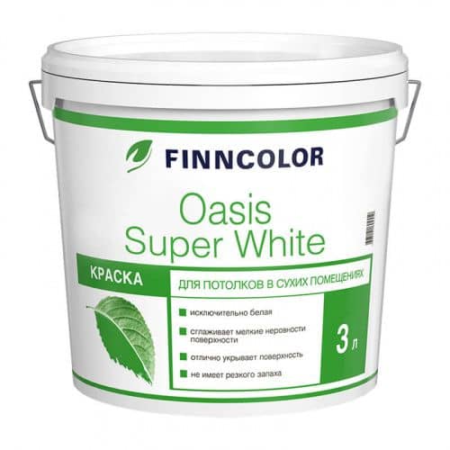 Купить Краска Finncolor Oasis Super White для потолка в/д 3 л по низкой цене